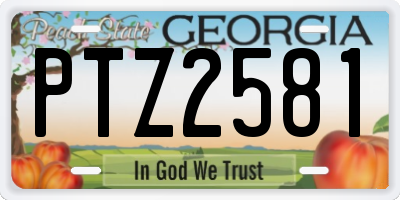 GA license plate PTZ2581