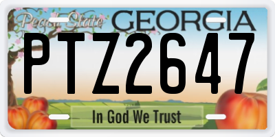 GA license plate PTZ2647