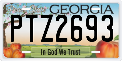 GA license plate PTZ2693