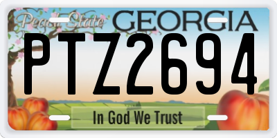 GA license plate PTZ2694