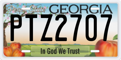 GA license plate PTZ2707