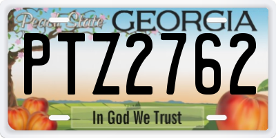 GA license plate PTZ2762