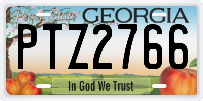 GA license plate PTZ2766