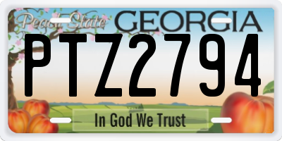 GA license plate PTZ2794