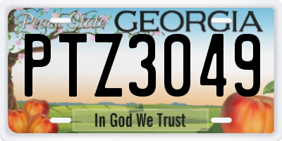 GA license plate PTZ3049