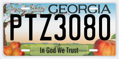GA license plate PTZ3080