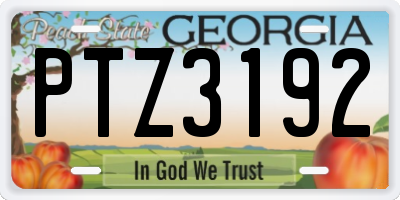 GA license plate PTZ3192