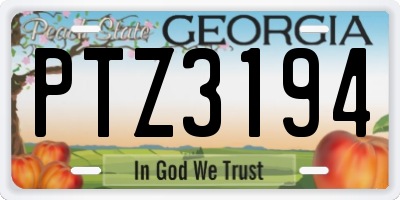 GA license plate PTZ3194