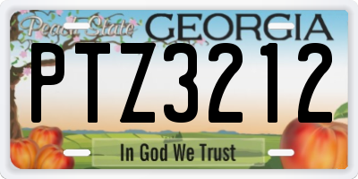 GA license plate PTZ3212