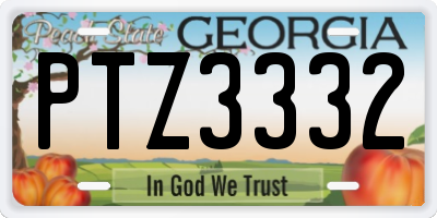 GA license plate PTZ3332