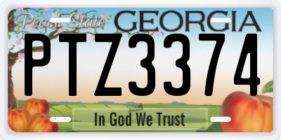 GA license plate PTZ3374