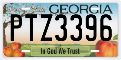 GA license plate PTZ3396