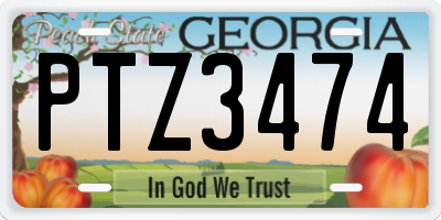 GA license plate PTZ3474