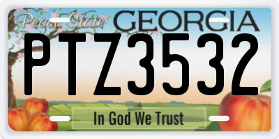 GA license plate PTZ3532