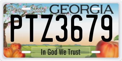 GA license plate PTZ3679