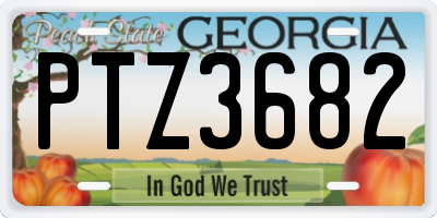 GA license plate PTZ3682