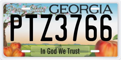 GA license plate PTZ3766