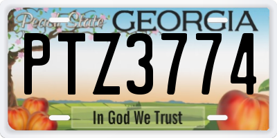 GA license plate PTZ3774