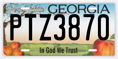 GA license plate PTZ3870