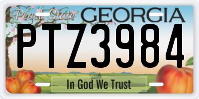 GA license plate PTZ3984