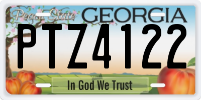 GA license plate PTZ4122