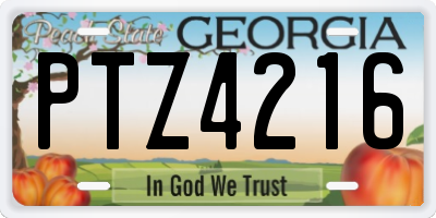 GA license plate PTZ4216