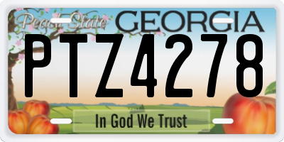 GA license plate PTZ4278