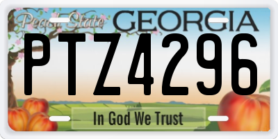 GA license plate PTZ4296