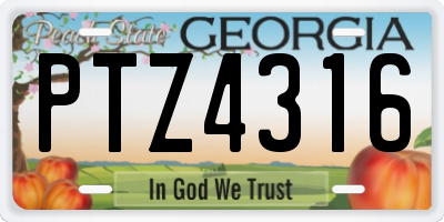 GA license plate PTZ4316