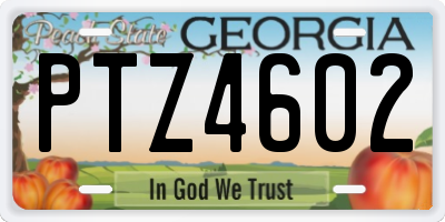 GA license plate PTZ4602