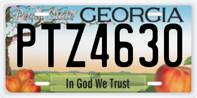 GA license plate PTZ4630