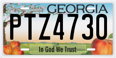 GA license plate PTZ4730