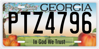 GA license plate PTZ4796