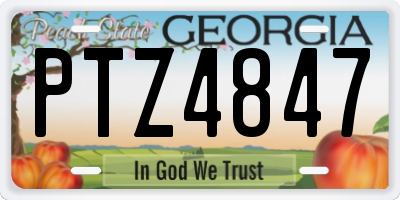 GA license plate PTZ4847