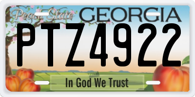 GA license plate PTZ4922