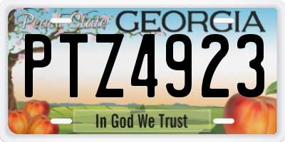 GA license plate PTZ4923