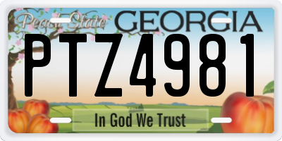 GA license plate PTZ4981