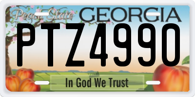 GA license plate PTZ4990