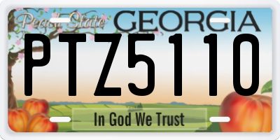 GA license plate PTZ5110