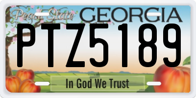 GA license plate PTZ5189