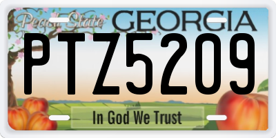 GA license plate PTZ5209