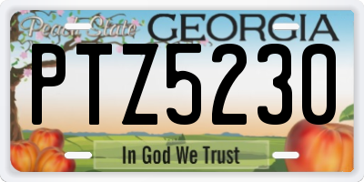 GA license plate PTZ5230