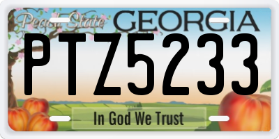 GA license plate PTZ5233