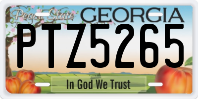 GA license plate PTZ5265