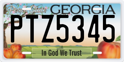 GA license plate PTZ5345