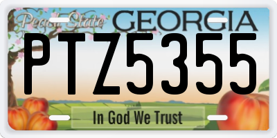 GA license plate PTZ5355