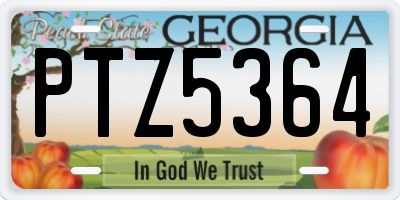 GA license plate PTZ5364