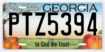 GA license plate PTZ5394