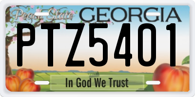 GA license plate PTZ5401