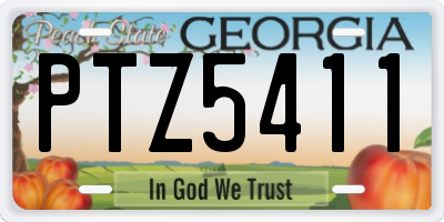 GA license plate PTZ5411